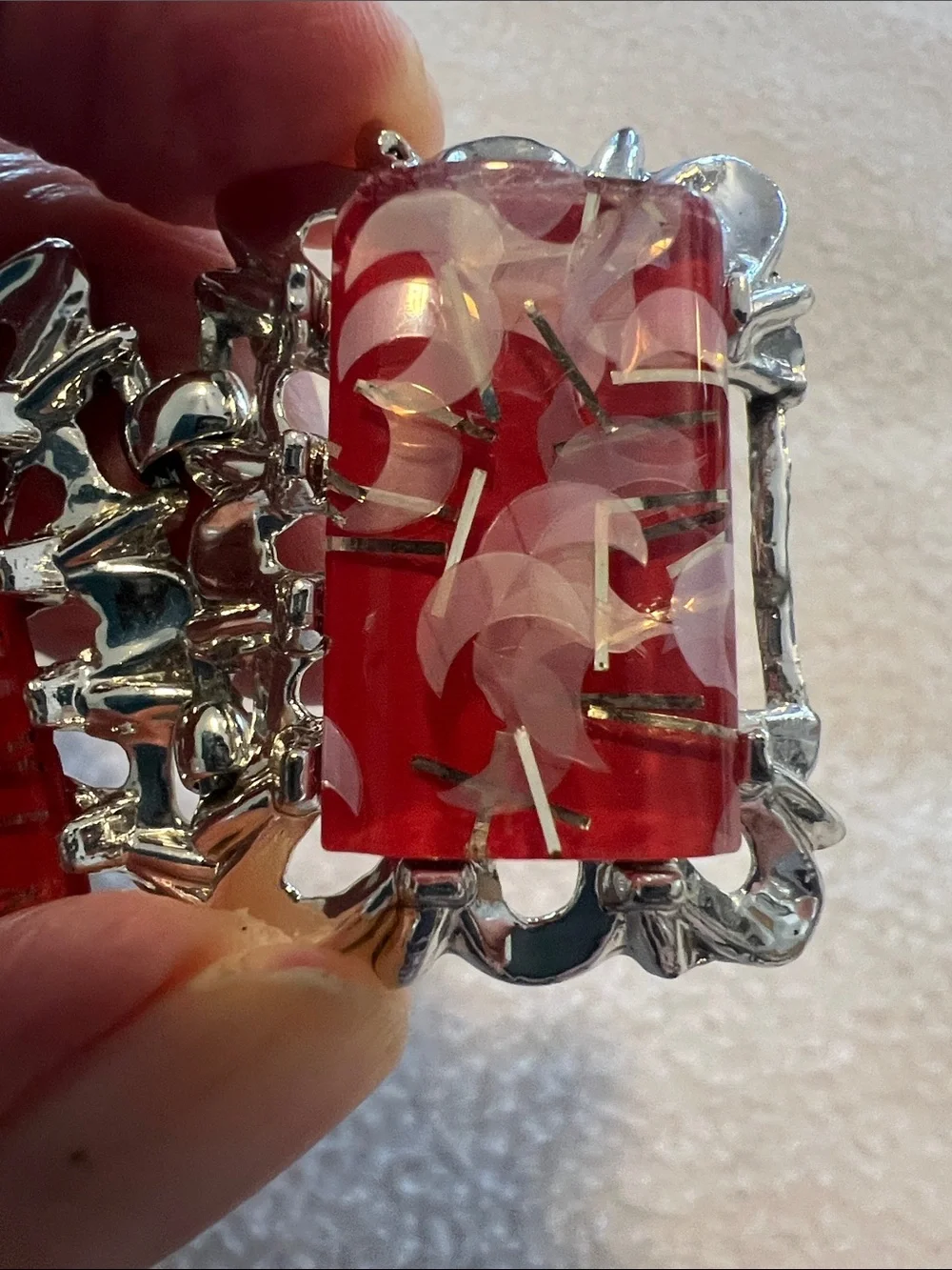 Gorgeous Red and Silver Statement Bracelet - Picture 12 of 13